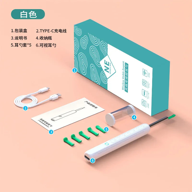 Smart Visual Ear Cleaner Set with Camera 1080P Ear Sticks Ear Wax Removal Tool WIFI Connection HD LED Lights Earpick Endoscope at Essentia +
