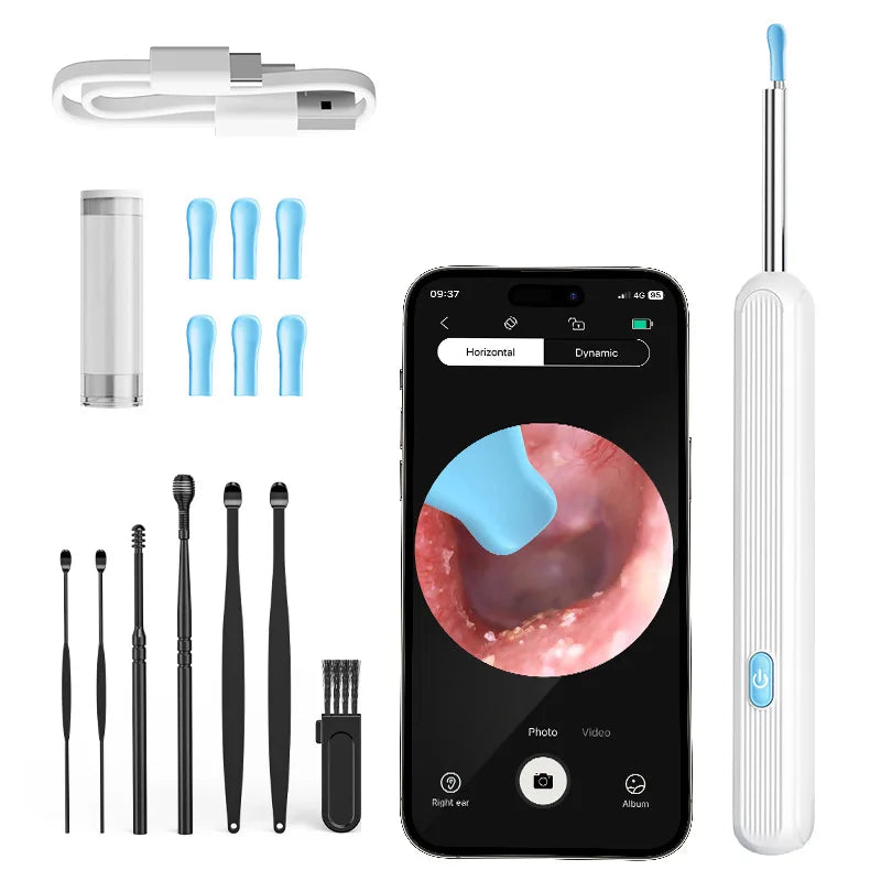 Smart Visual Ear Cleaner Set with Camera 1080P Ear Sticks Ear Wax Removal Tool WIFI Connection HD LED Lights Earpick Endoscope at Essentia +